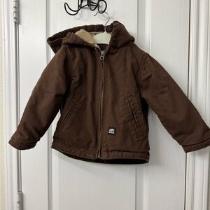 Brown Hooded Toddler Duck Sherpa-Lined Jacket